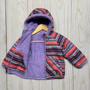 Patagonia Girls Toddler 2T?? Reversible Tribbles Hoody Jacket Sherpa Striped